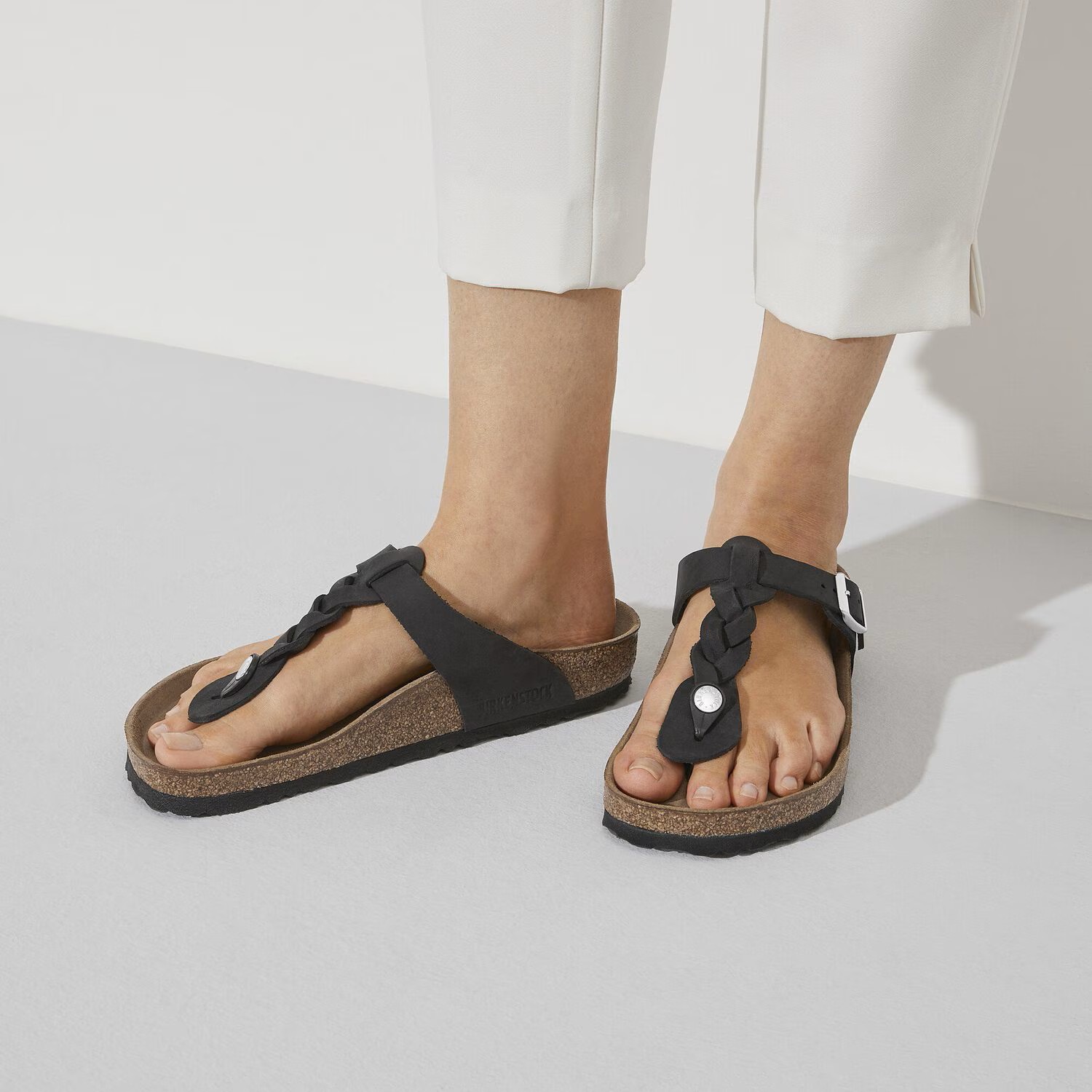 BIRKENSTOCK # GISEH BRAIDED LEATHER NOIR