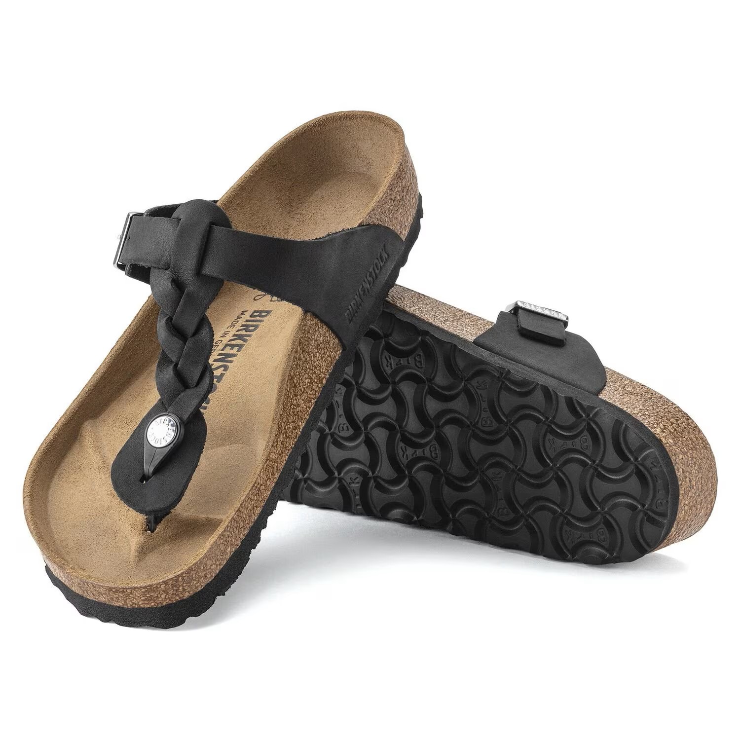 BIRKENSTOCK # GISEH BRAIDED LEATHER NOIR