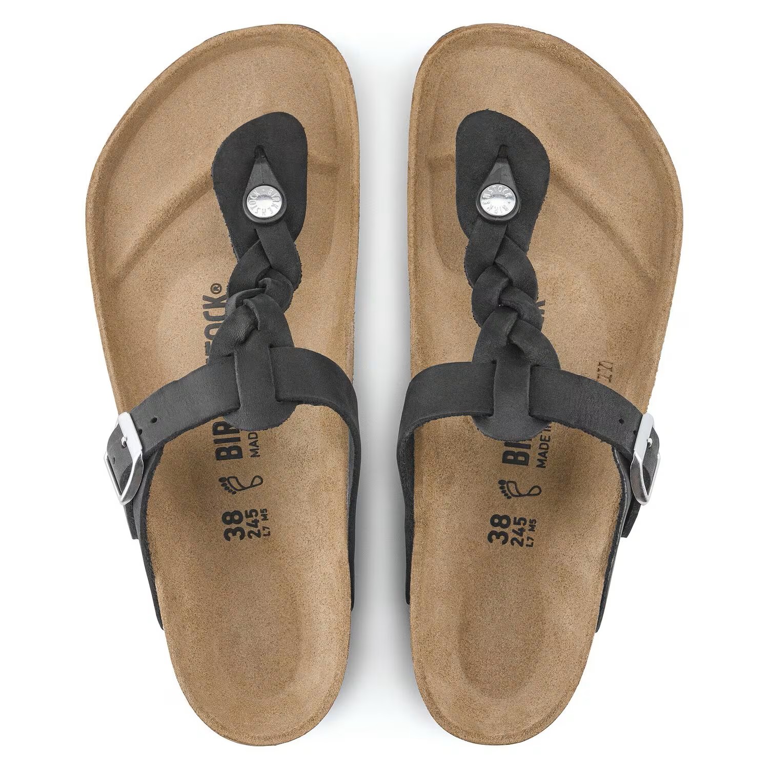 BIRKENSTOCK # GISEH BRAIDED LEATHER NOIR