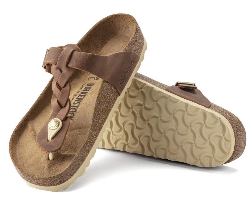 BIRKENSTOCK # GIZEH TRESSE CUIR COGNAC