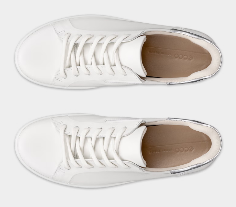 ECCO #SOFT 7 EASY SLIP LACE BLANC/ARGENT