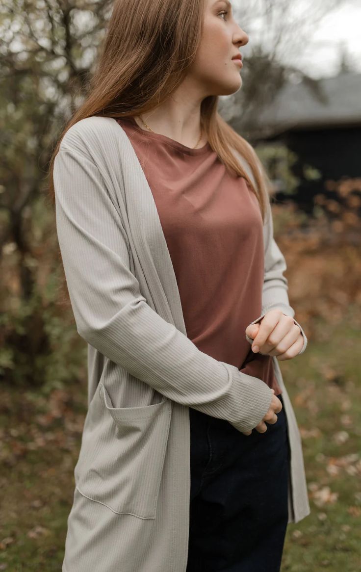 LOUVE # CARDIGAN RIB TAUPE